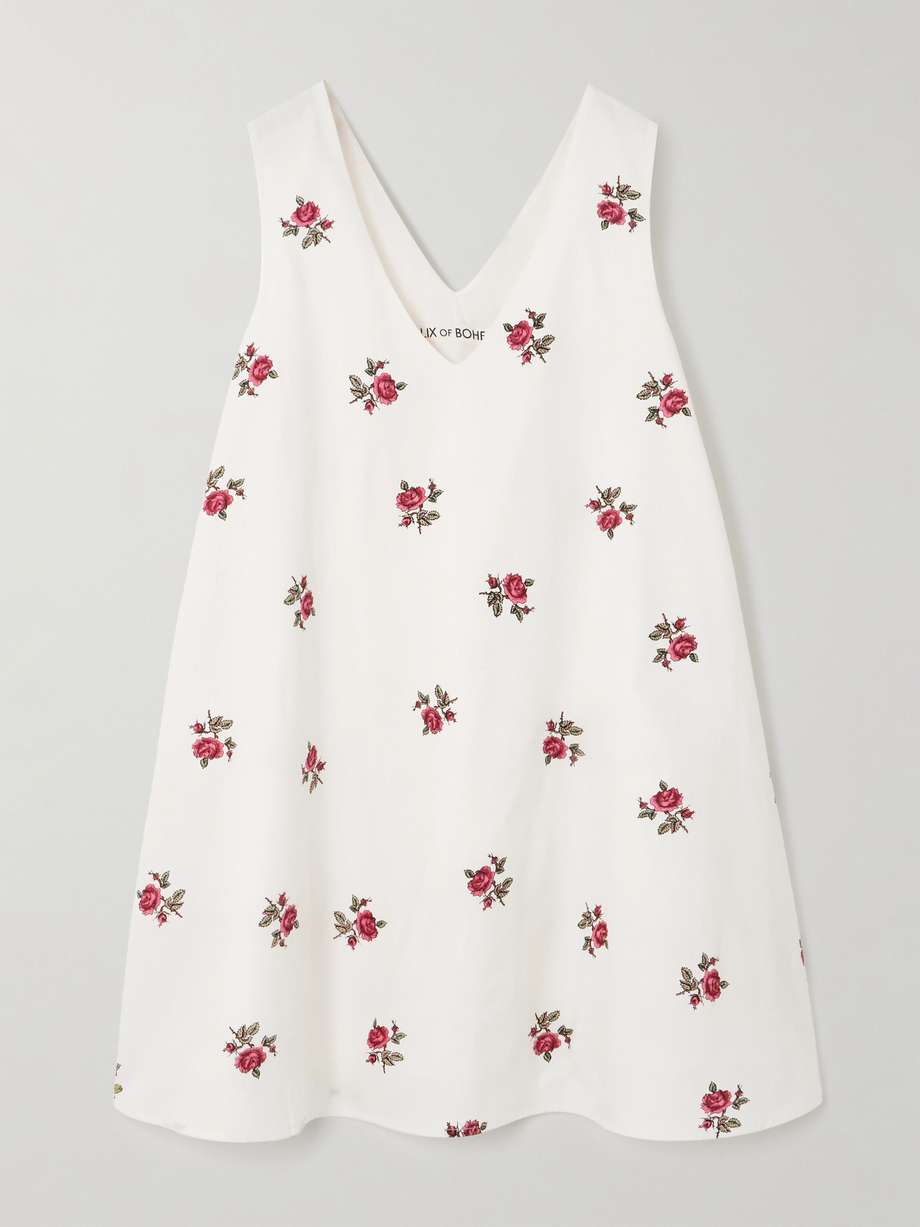 soleil floral-print cotton-poplin mini dress