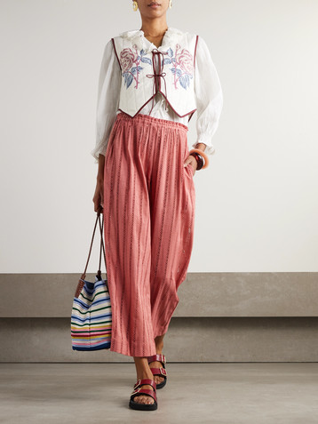 Alix Of Bohemia Otto Rouge embroidered cotton pants