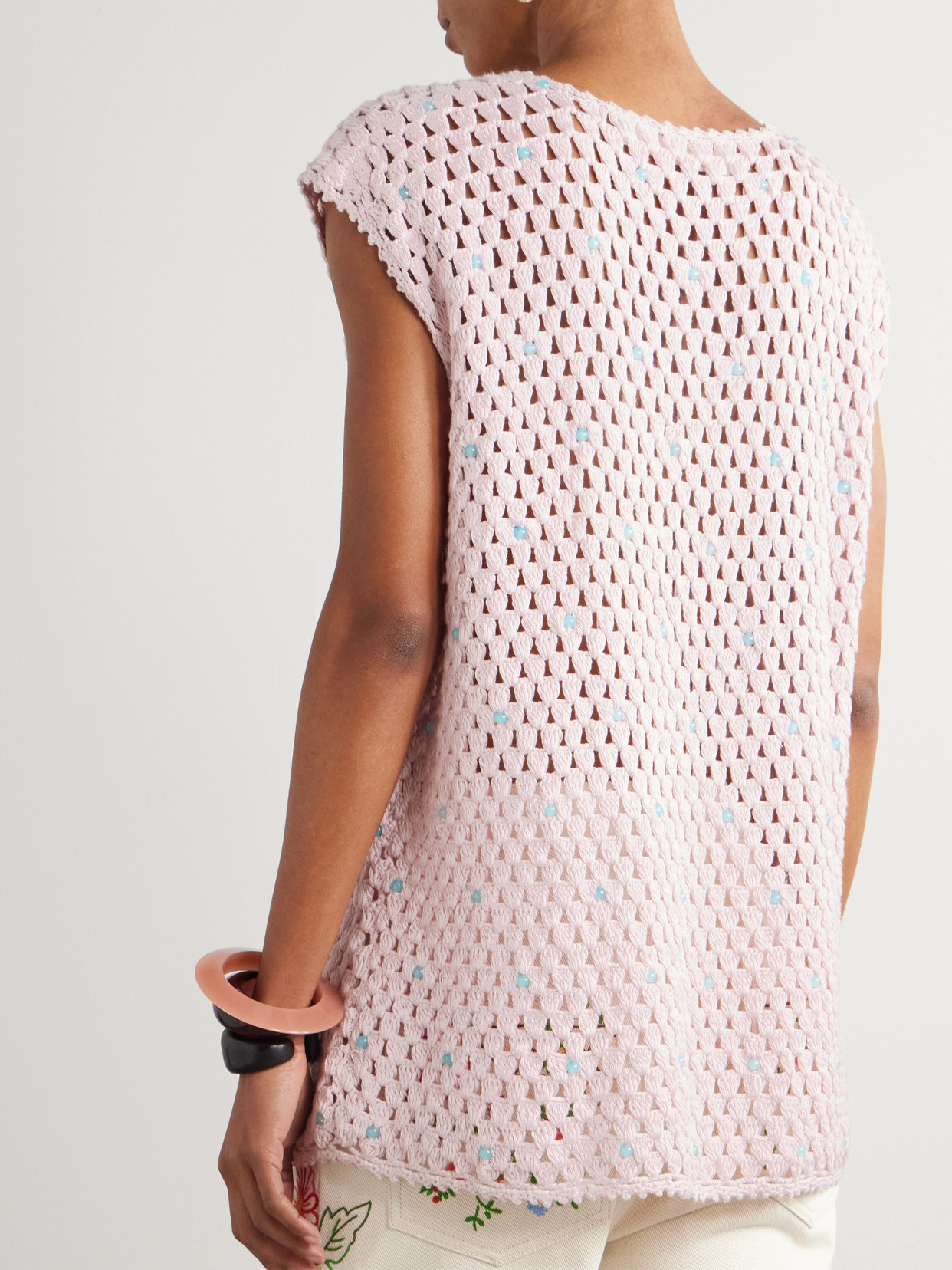 Alix Of Bohemia Nolan Embellished Crocheted Cotton Tunic In Pink