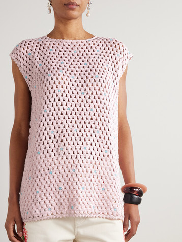 Alix Of Bohemia Nolan embellished crocheted cotton tunic