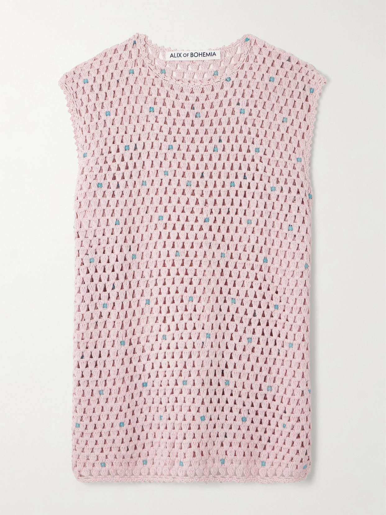 Alix Of Bohemia Nolan Embellished Crocheted Cotton Tunic In Pink