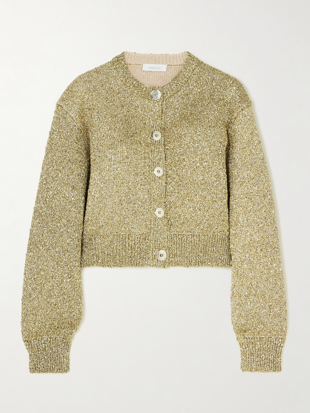 RABANNE - Metallic Wool-blend Cardigan - Gold