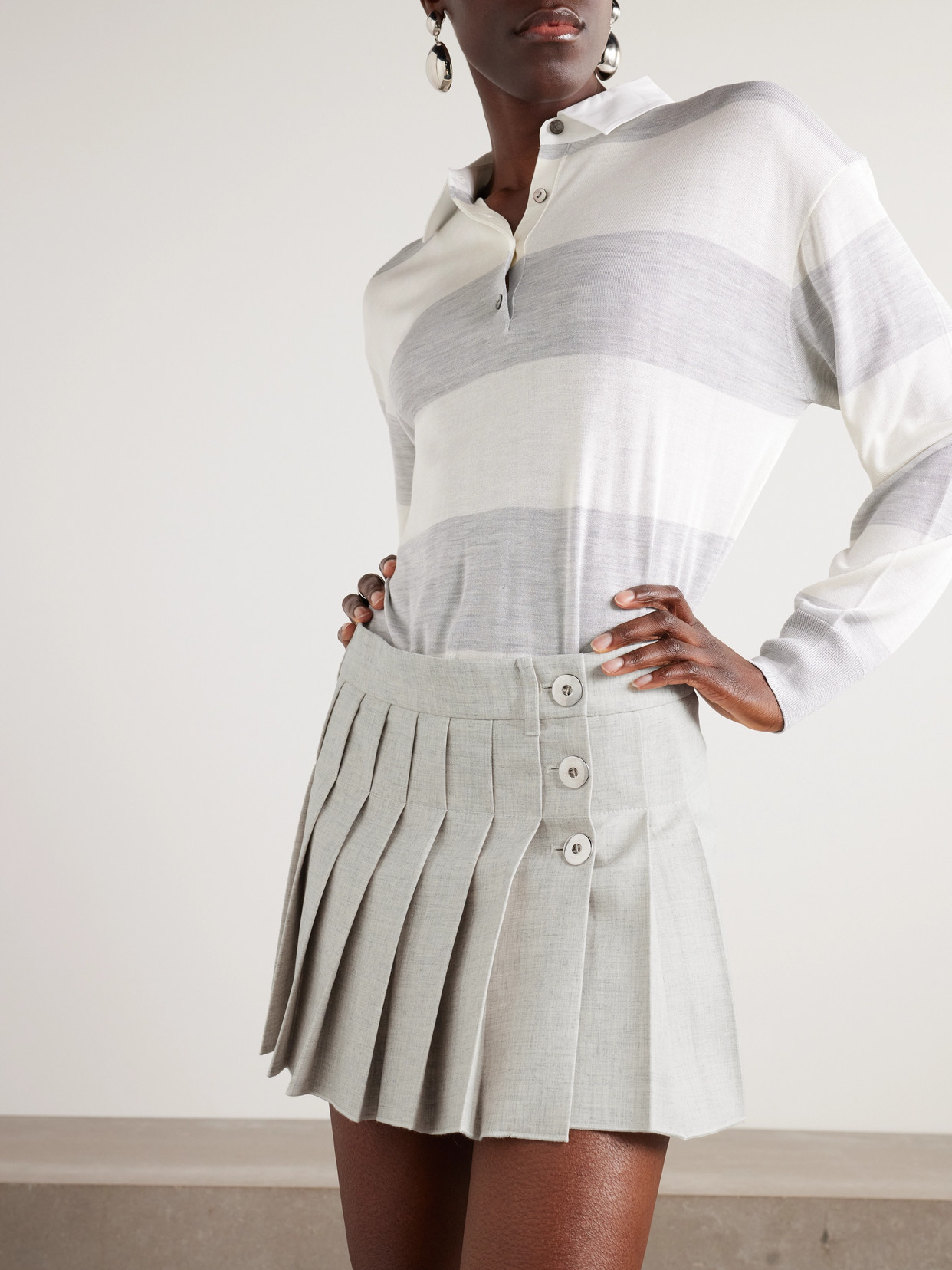 Pleated Cotton And Linen-Blend Mini