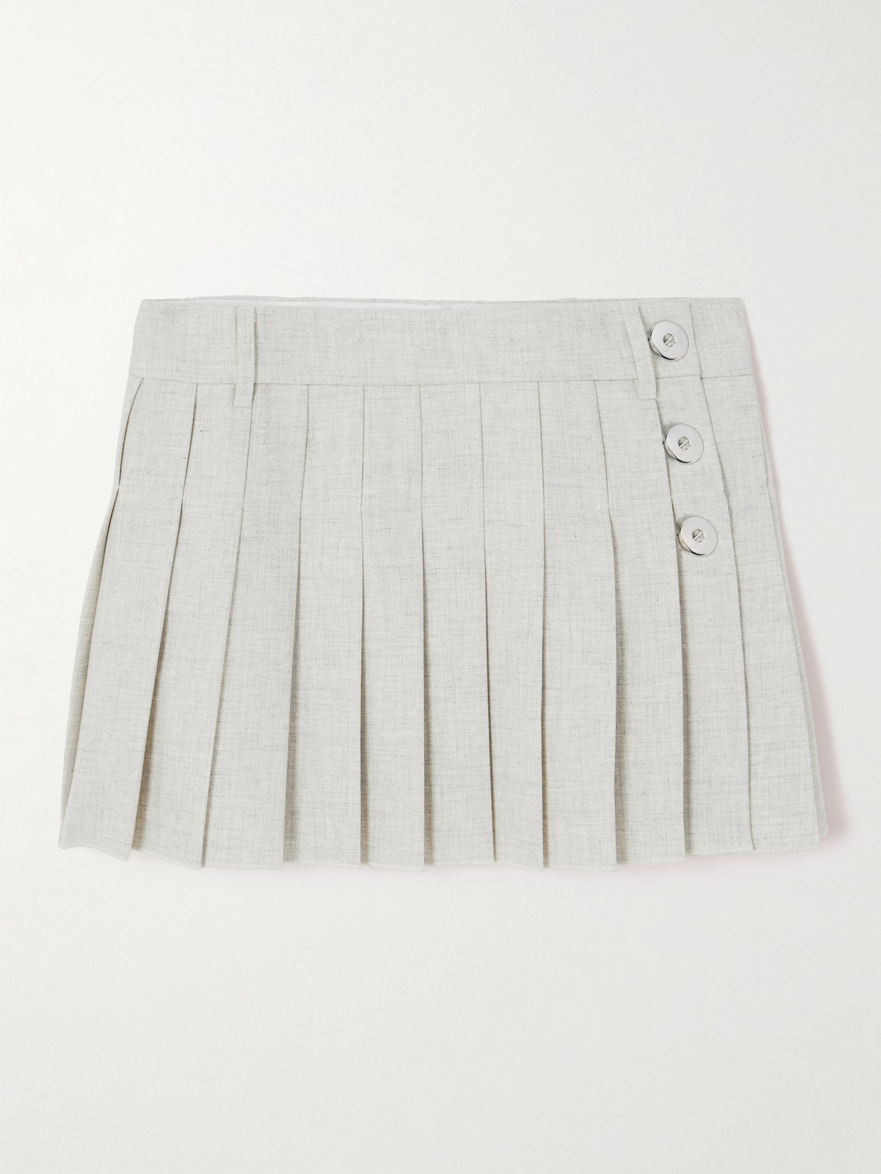 Rabanne Pleated Cotton And Linen-blend Mini Skirt In Gray