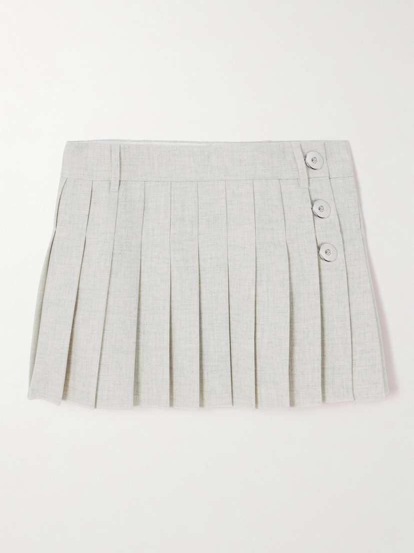 Rabanne Pleated Cotton And Linen-blend Mini Skirt
