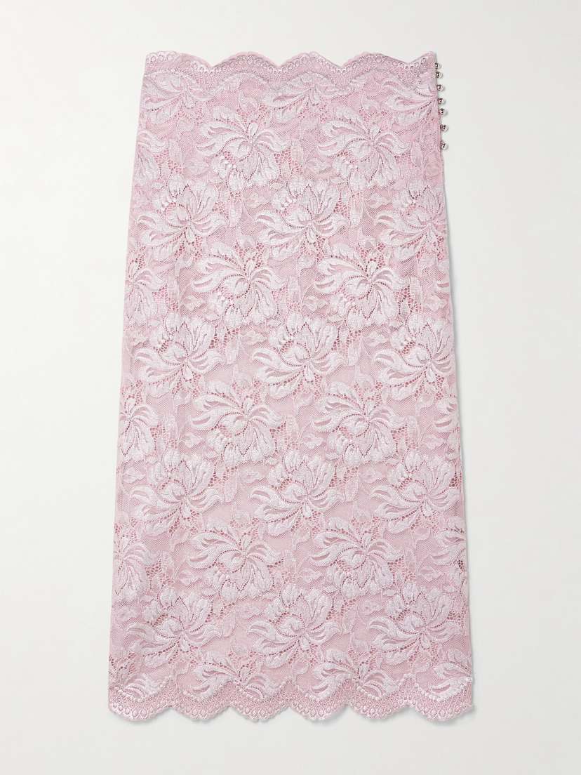 Rabanne Scalloped Metallic Stretch-lace Midi Skirt