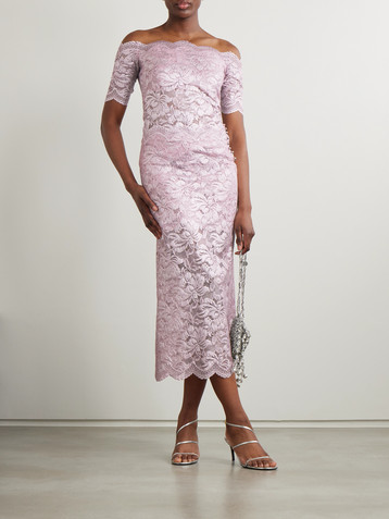 Rabanne Scalloped metallic stretch-lace midi skirt