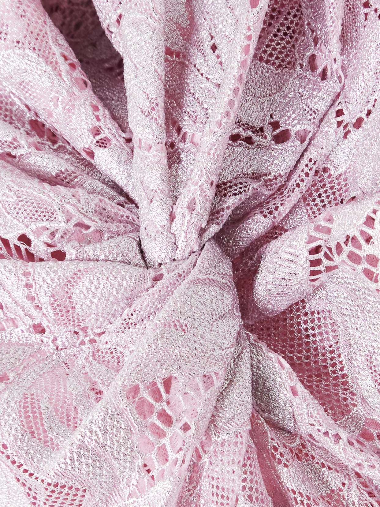 Rabanne Abito Lungo In Pizzo Rosa In Silver