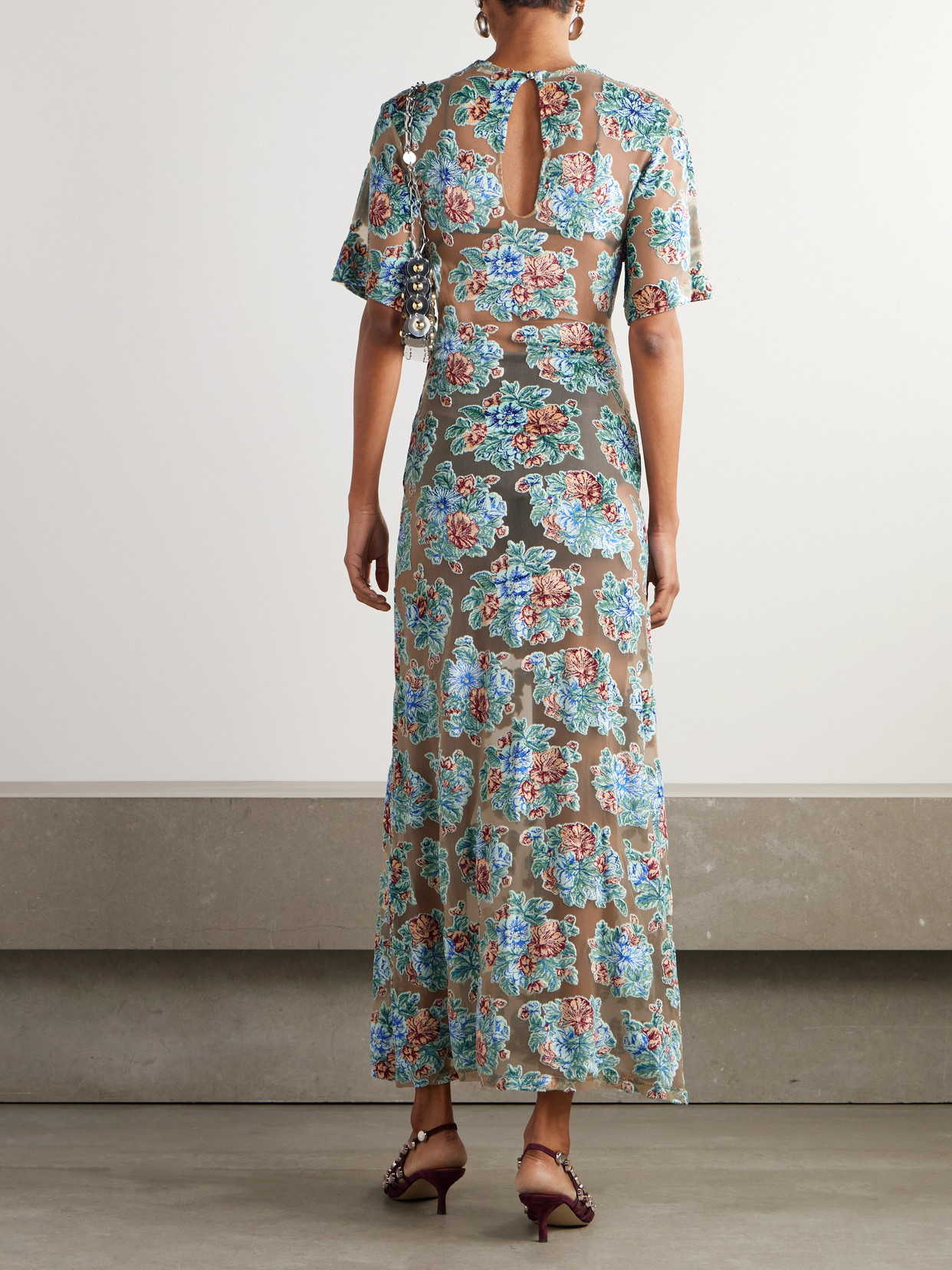 Rabanne Floral Maxi Dress In Green