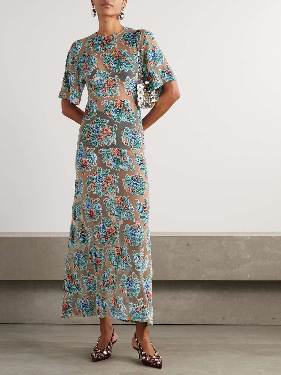 devoré jacquard-knit dress
