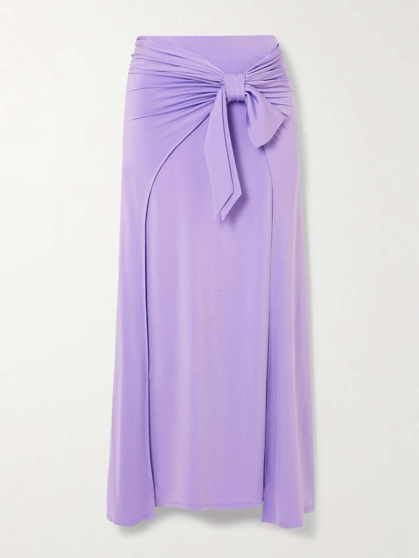 Rabanne Knotted Gathered Stretch-jersey Maxi Skirt
