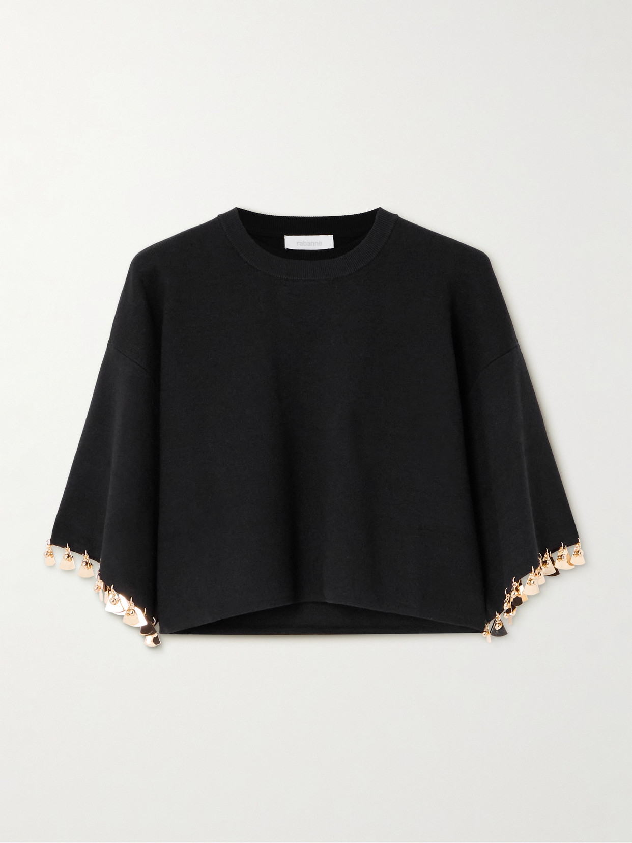 Rabanne Silk And Cotton Blend Cropped Sweater In Black