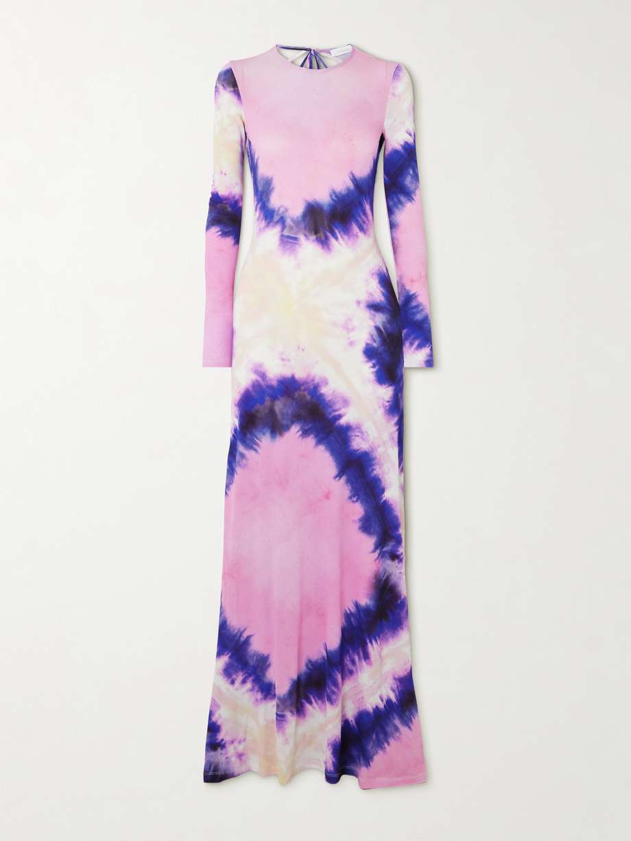open-back tie-dyed stretch-crepe maxi dress