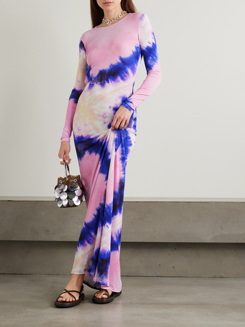 Rabanne Open-back tie-dyed stretch-crepe maxi dress