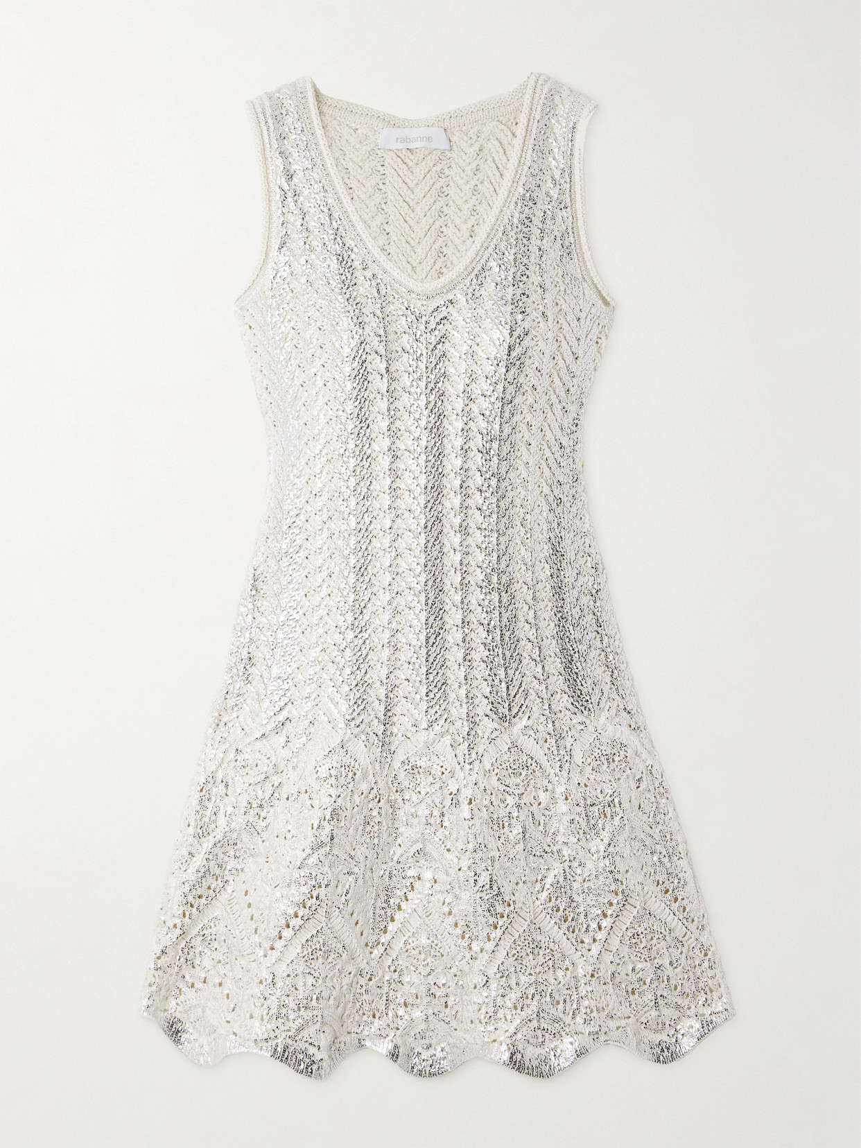 Rabanne Metallic Cotton-blend Mini Dress In Silver
