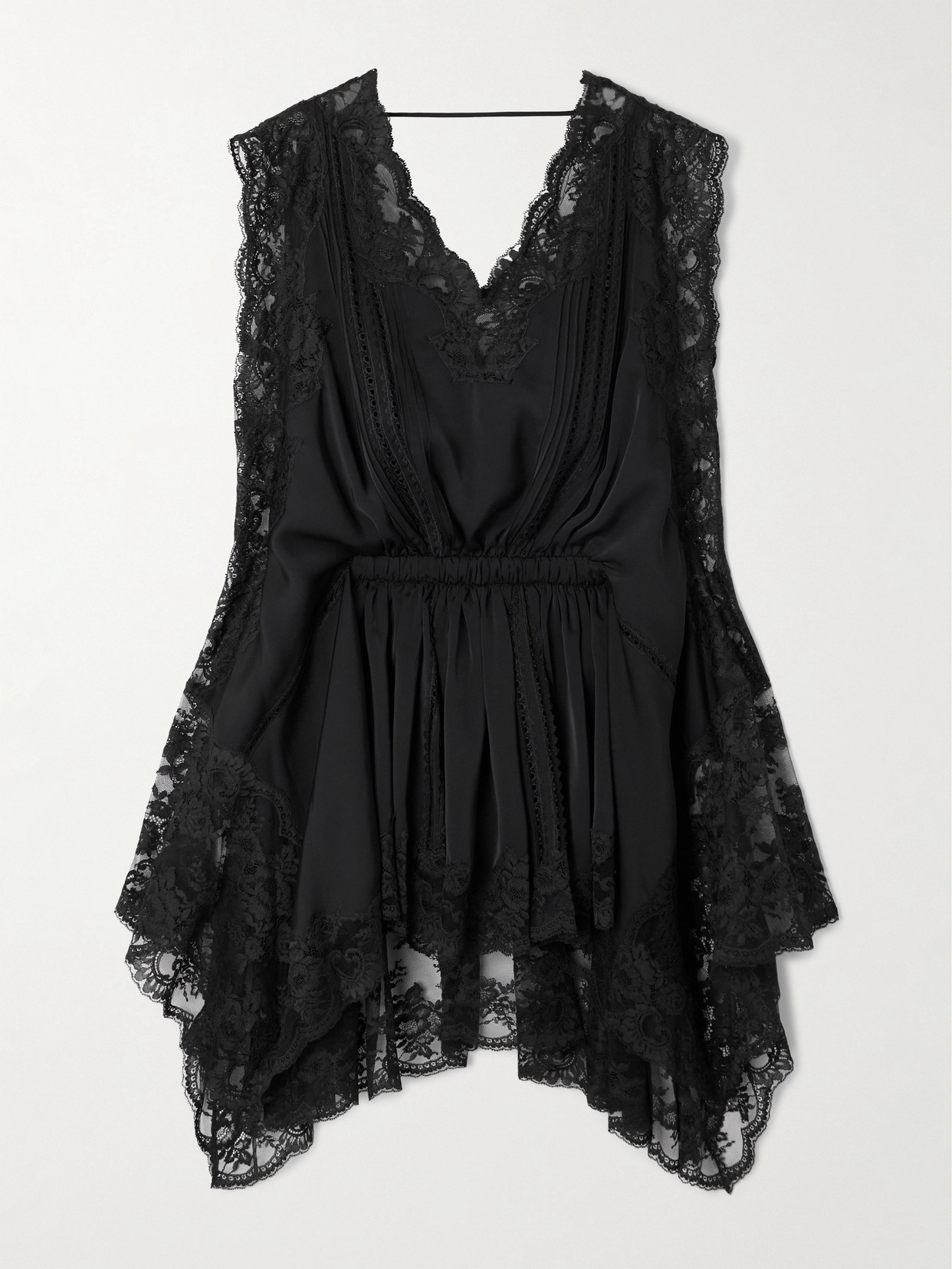 Rabanne Lace And Satin Dress V-neck In Black