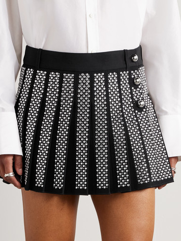 Rabanne Embellished grain de poudre wool mini skirt