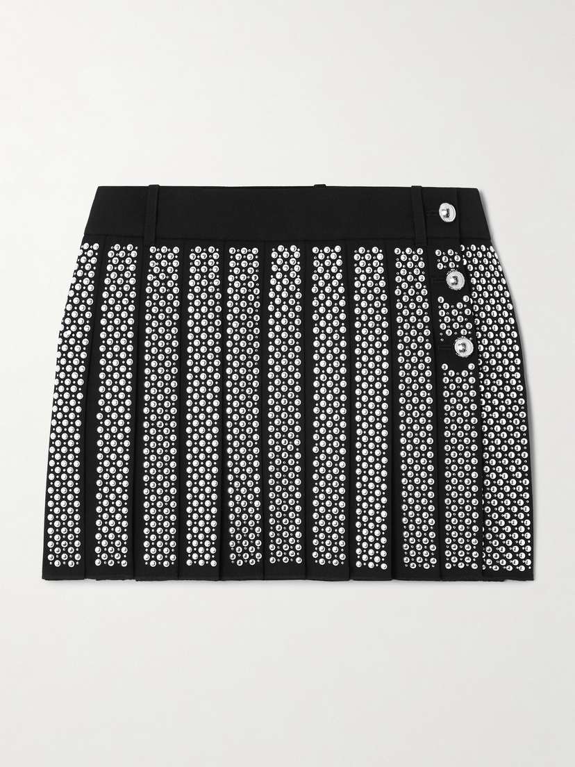 Rabanne Embellished Grain De Poudre Wool Mini Skirt