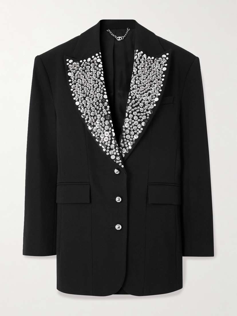 Rabanne Studded Grain De Poudre Wool Blazer