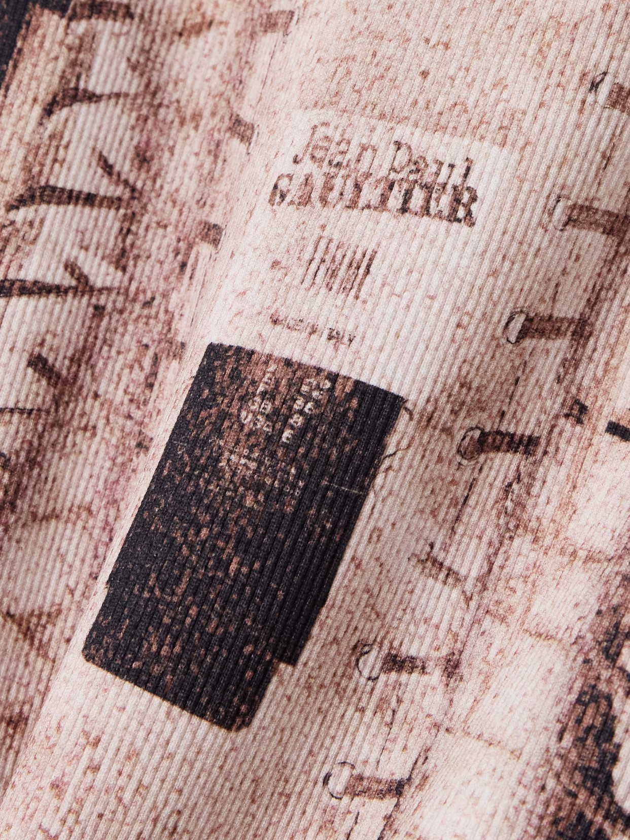 Jean Paul Gaultier Cotton Ribbed Tank Top Printed ''trompe L'ceil Corset'' In Pink