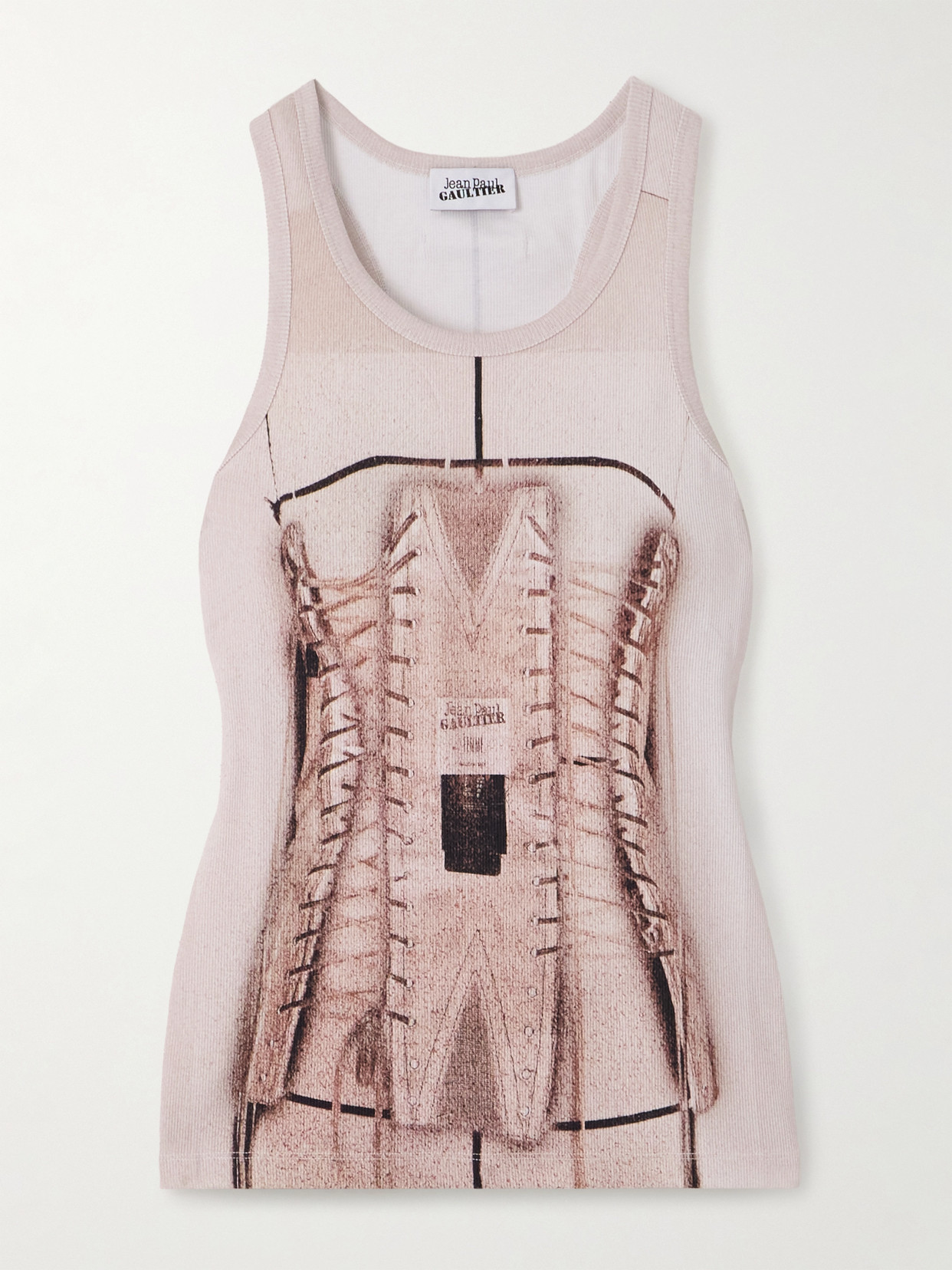 Jean Paul Gaultier Printed Ribbed Sleeveless Top In Pink