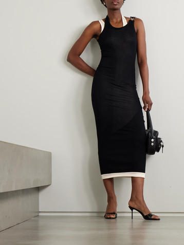Jean Paul Gaultier Layered buckled ribbed cotton-jersey maxi dress