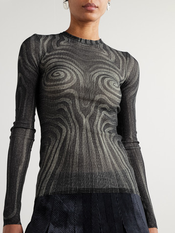 Jean Paul Gaultier Printed mesh top