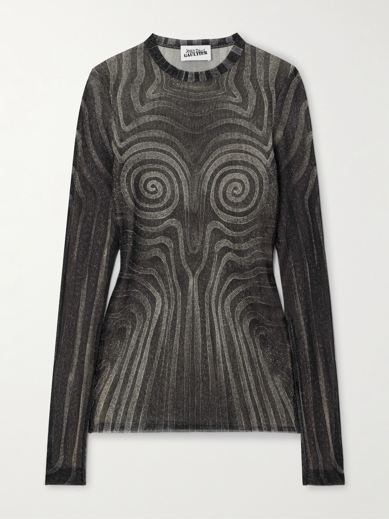 Jean Paul Gaultier Printed Mesh Top In Black