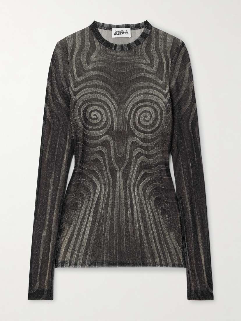 Jean Paul Gaultier Printed Mesh Top