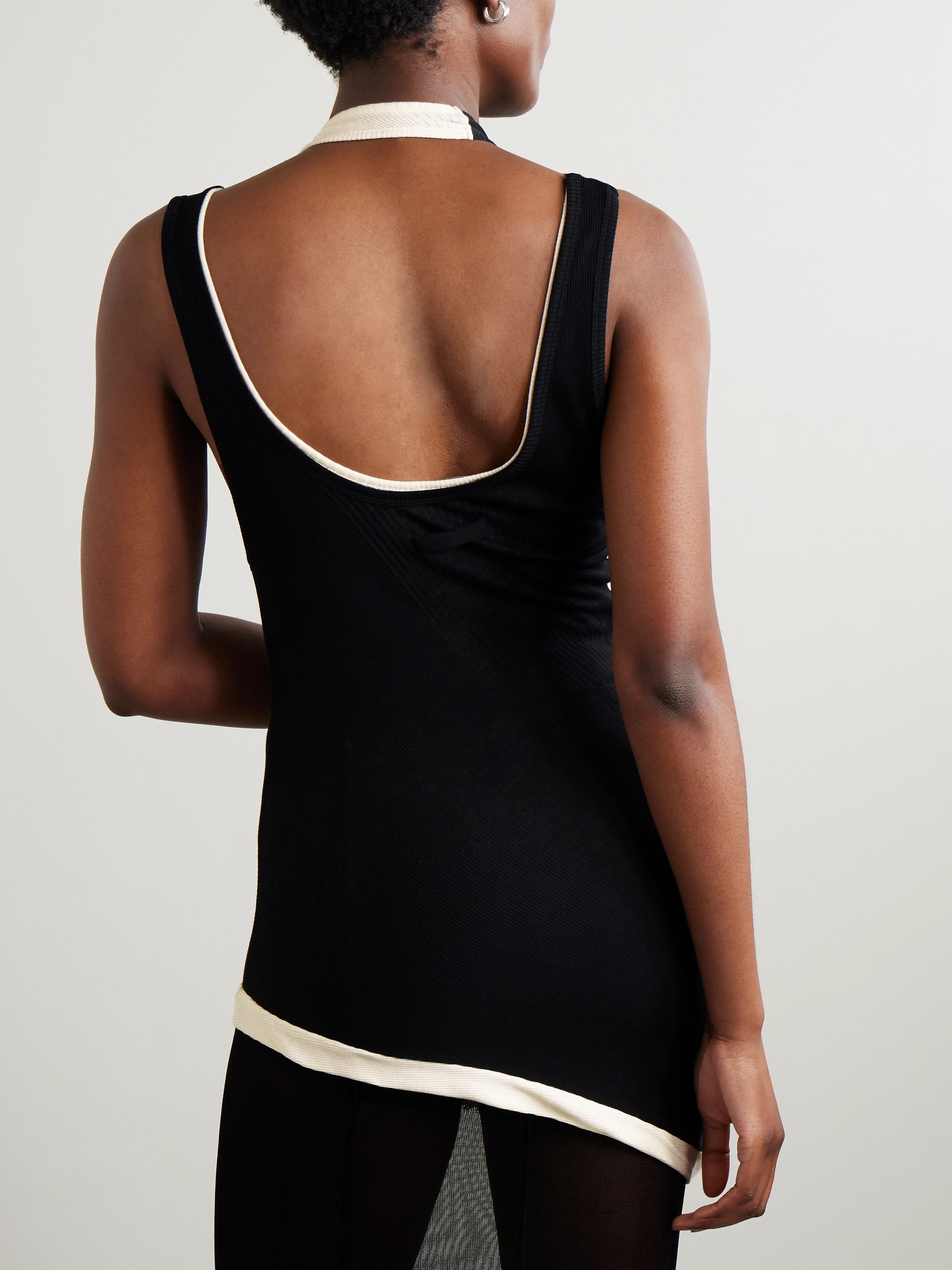 Jean Paul Gaultier - Asymmetric layered buckled ribbed cotton