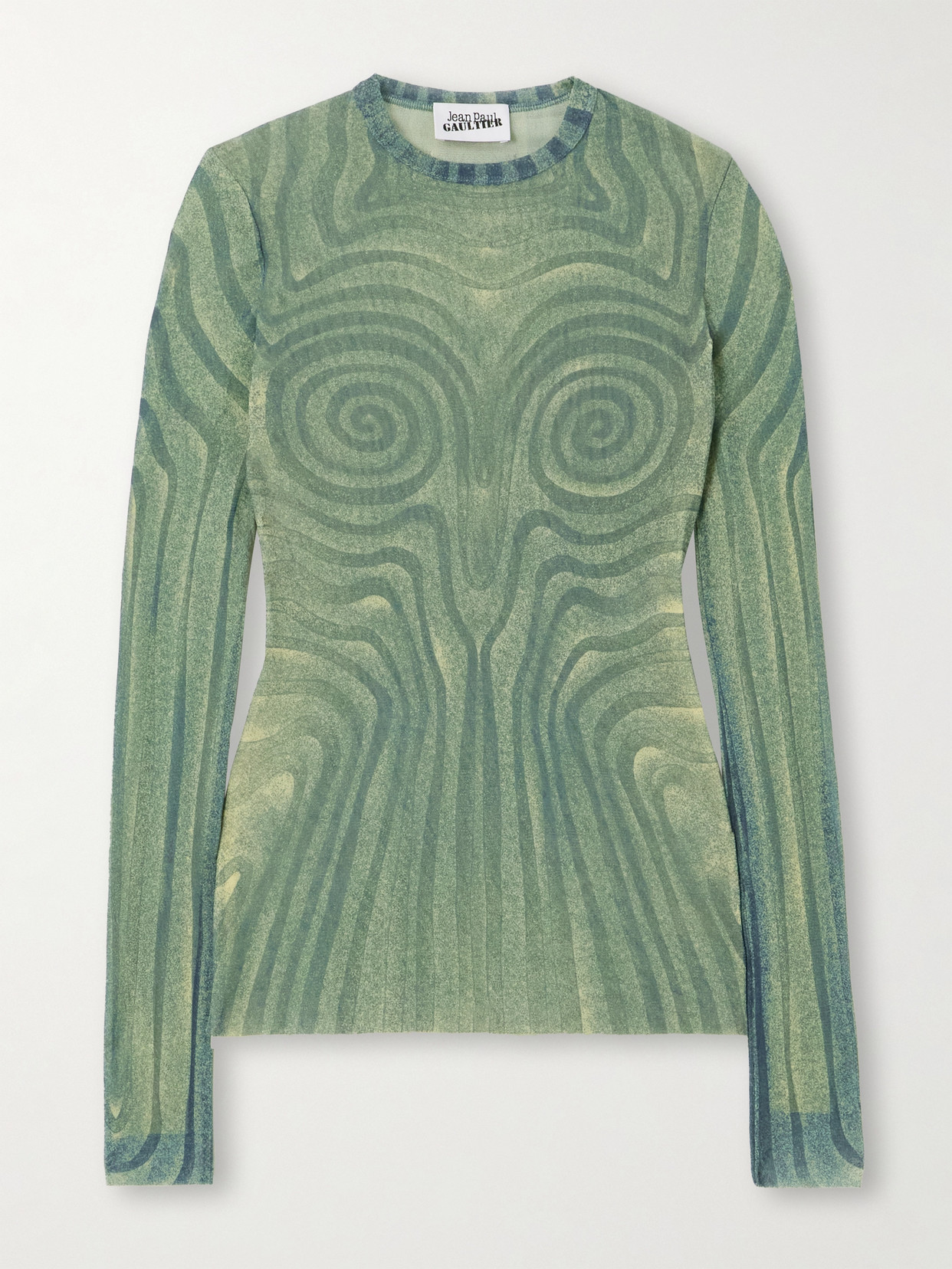 Jean Paul Gaultier Printed Mesh Top In Blue