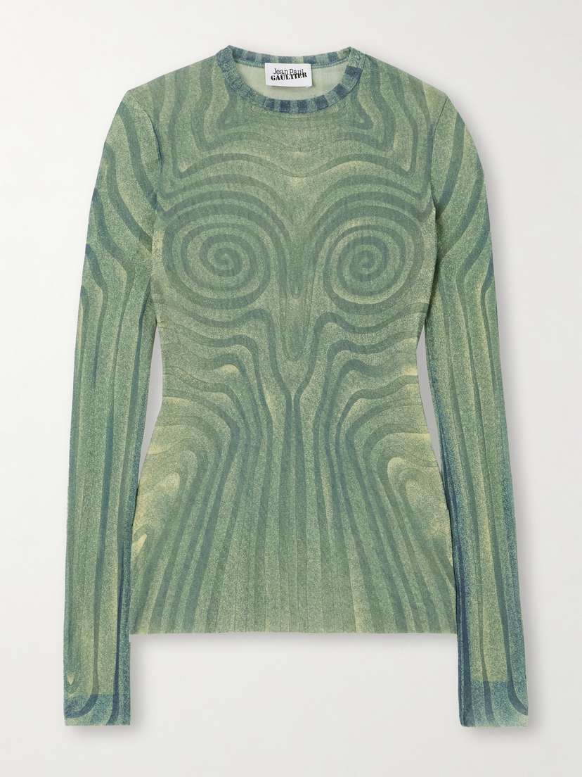 Jean Paul Gaultier Printed Mesh Top
