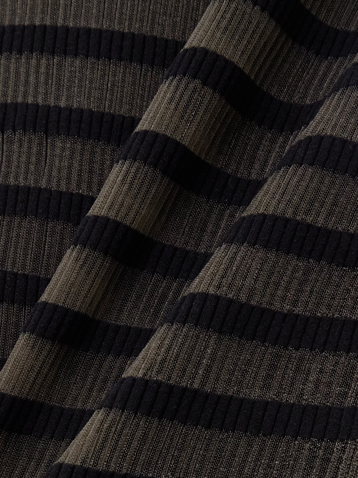 Jean Paul Gaultier Layered Striped Ribbed Mesh Maxi Dress In Black