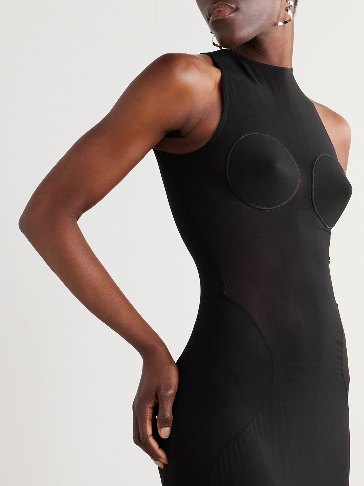 JEAN PAUL GAULTIER PANELED TULLE MAXI DRESS 