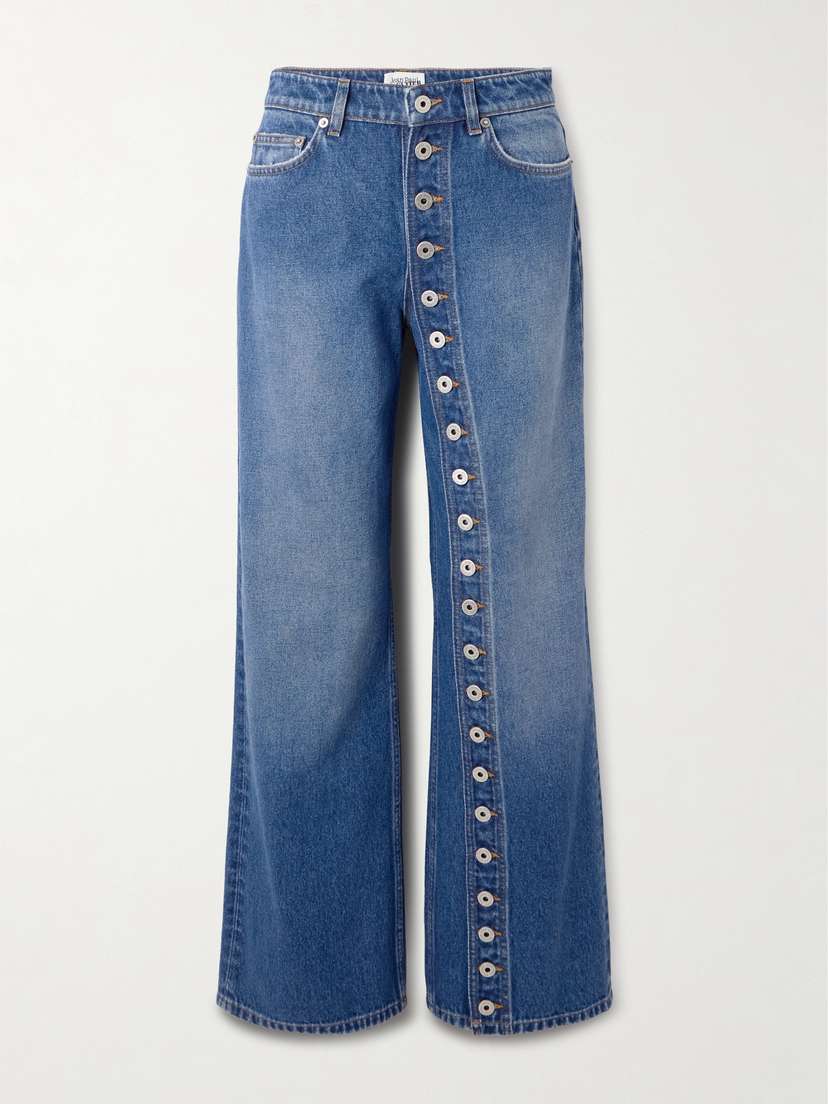 Jean Paul Gaultier Haute Jeanerie Embellished Low-rise Wide-leg Jeans