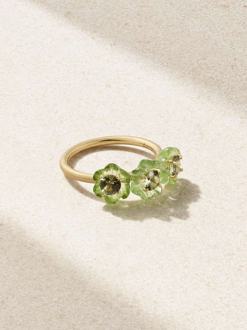 Irene Neuwirth Botanical 18-karat Gold, Peridot And Tourmaline Ring