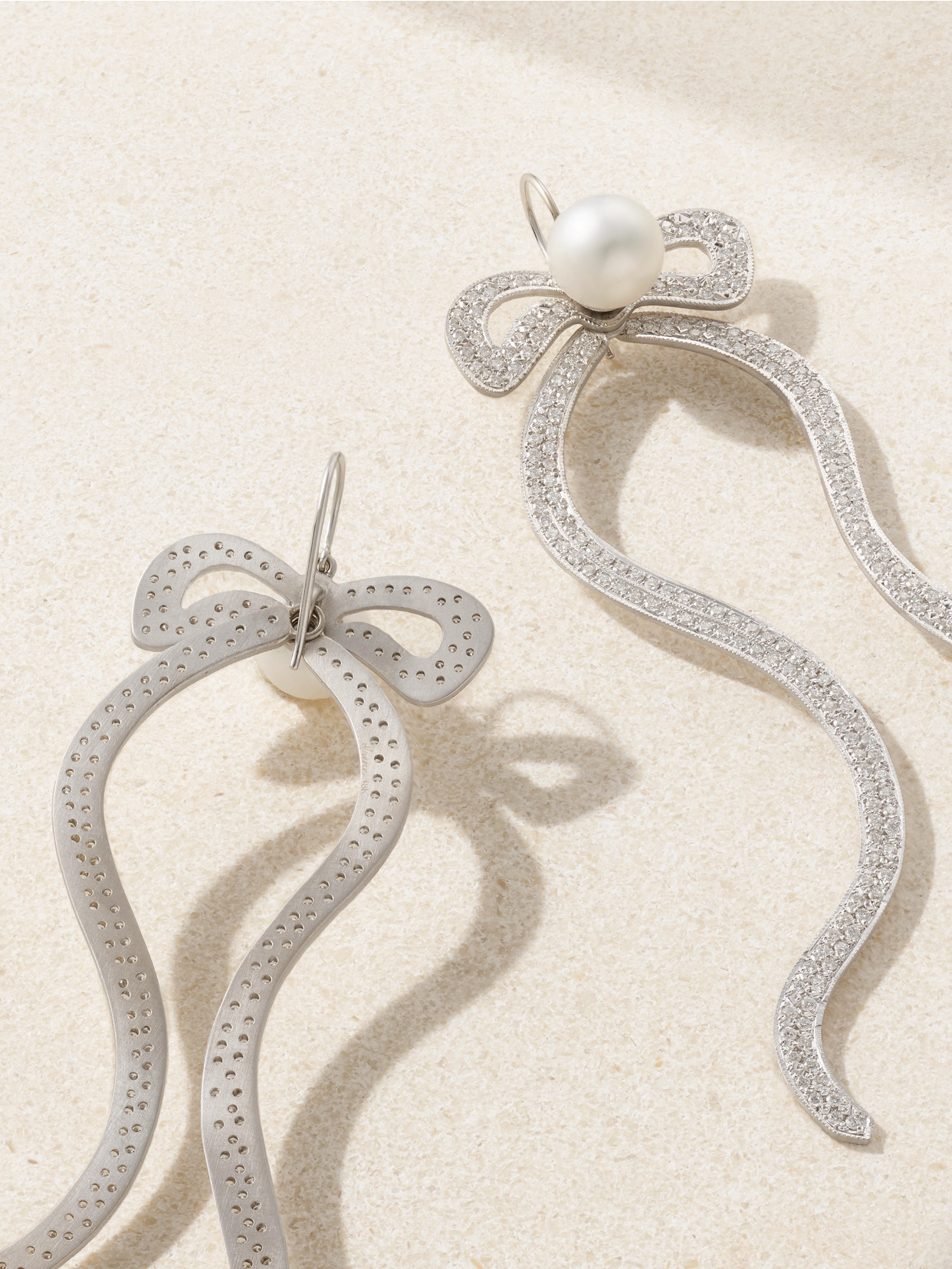 Irene Neuwirth Bow 18-karat White Gold, Pearl And Diamond Earrings In Gold