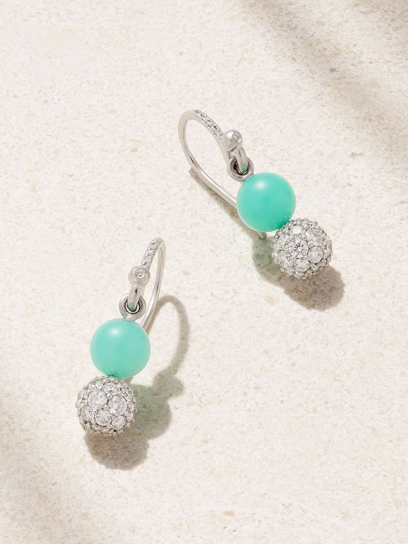 Irene Neuwirth Gumball 18-karat White Gold, Chrysoprase And Diamond Earrings