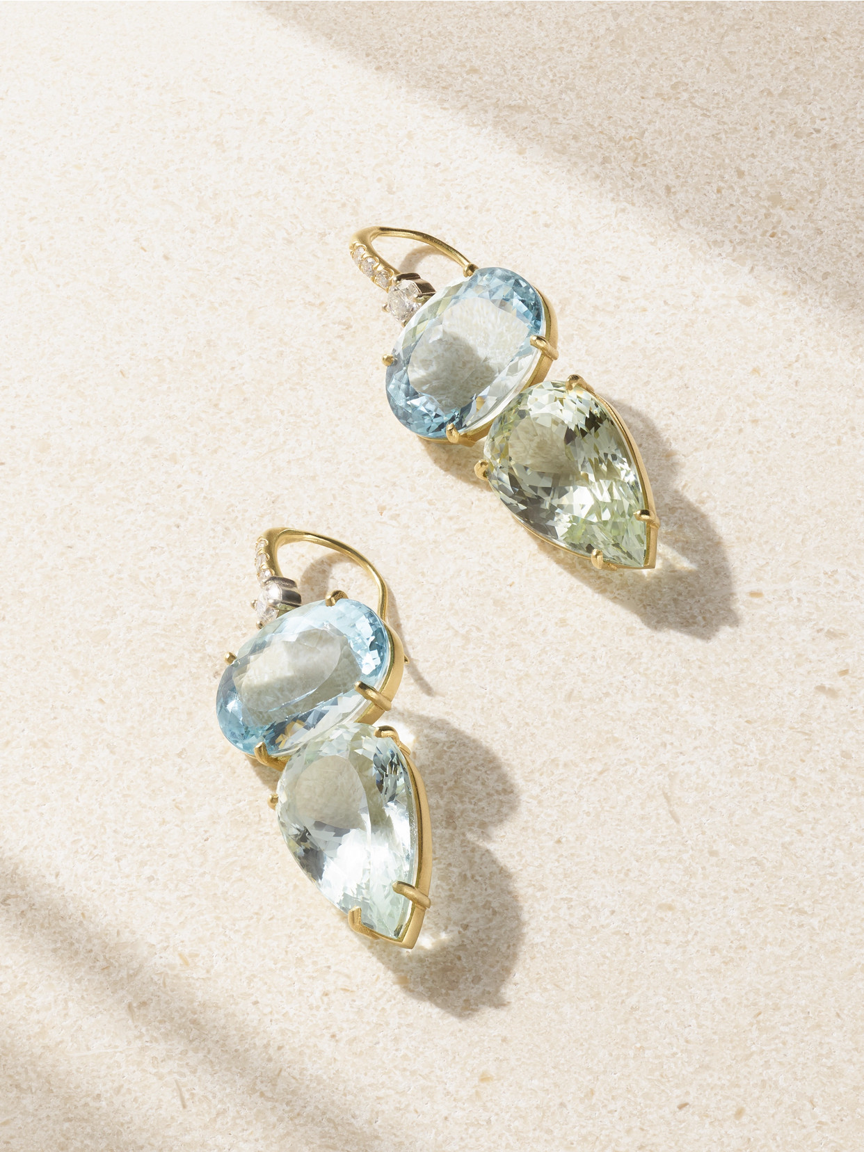 Irene Neuwirth Gemmy Gem 18-karat Gold, Aquamarine And Diamond Earrings
