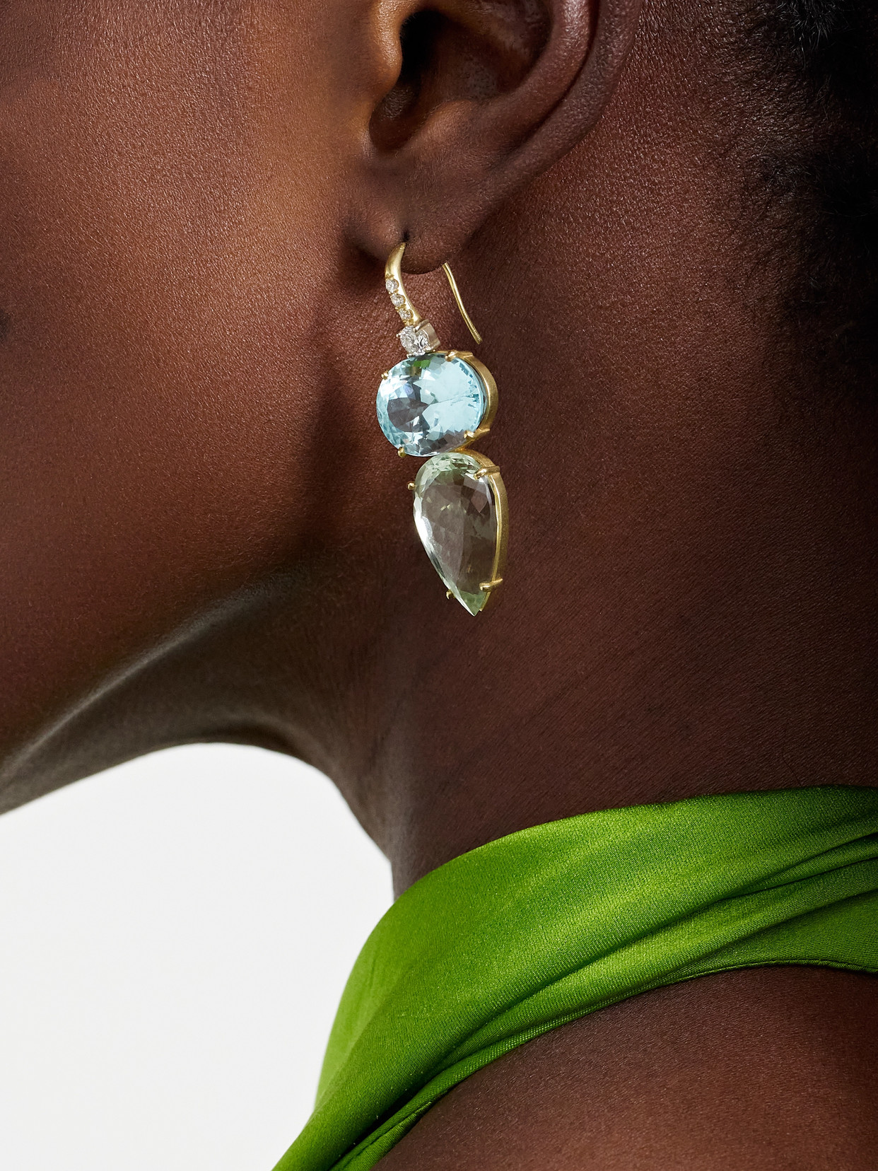 Irene Neuwirth Gemmy Gem 18-karat Gold, Aquamarine And Diamond Earrings In Gold