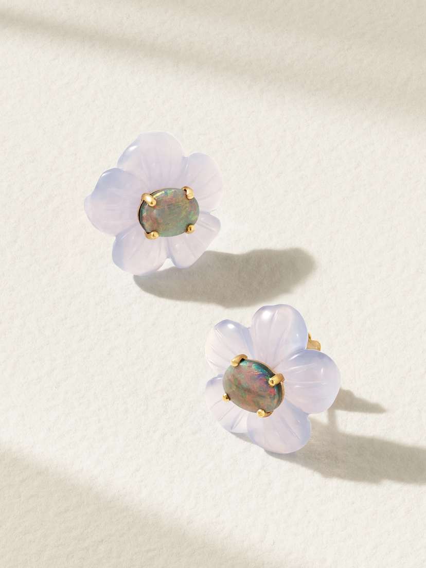 Irene Neuwirth Tropical Flower 18-karat Gold Opal Earrings
