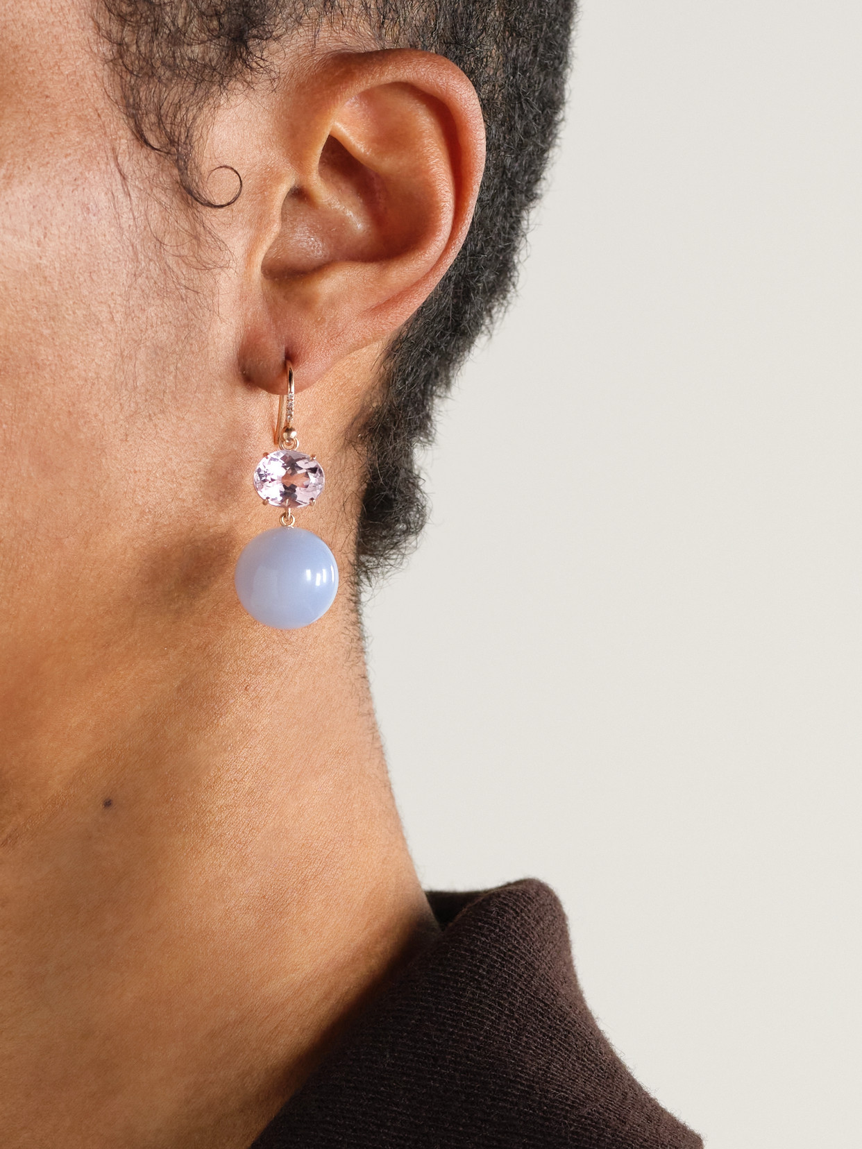 Irene Neuwirth Gumball 18-karat Rose Gold Multi-stone Earrings In Blue