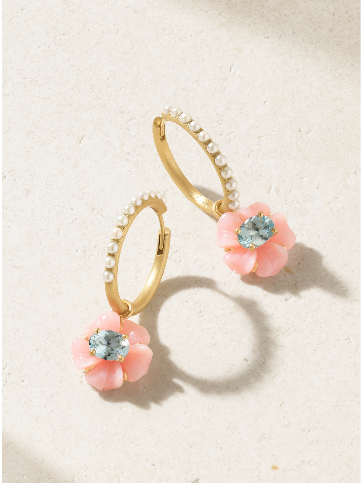 Irene Neuwirth Tropical 18-karat Gold Opal, Aquamarine And Pearl Earrings