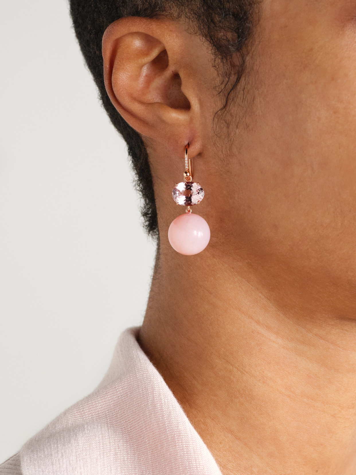 Irene Neuwirth Gumball 18-karat Rose Gold Multi-stone Earrings In Pink