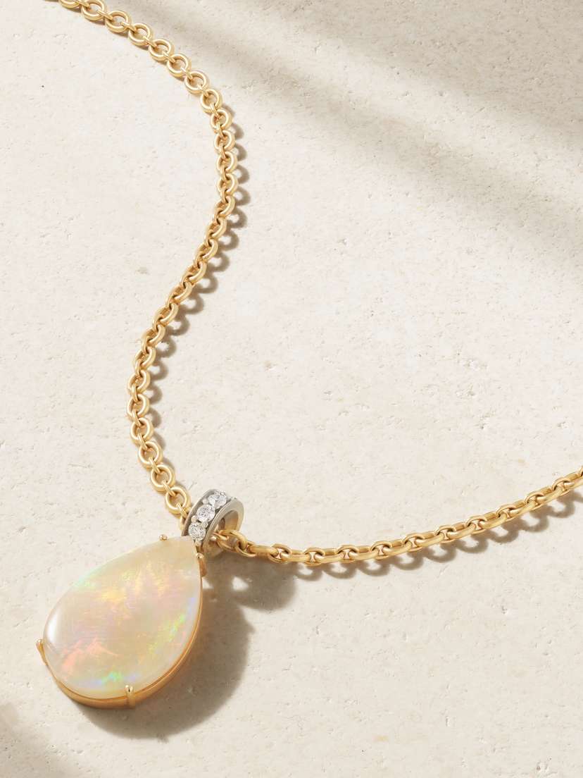 Irene Neuwirth 18-karat Rose And White Gold, Opal And Diamond Necklace