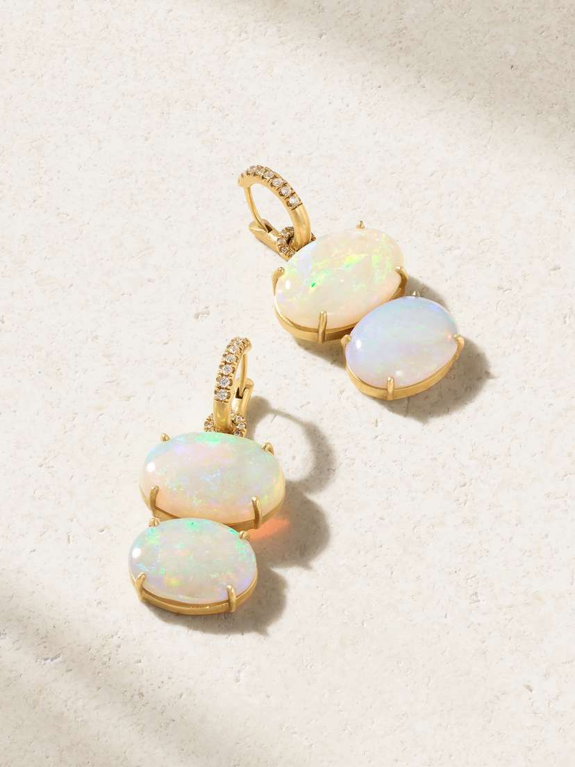 Irene Neuwirth 18-karat Gold, Opal And Diamond Earrings