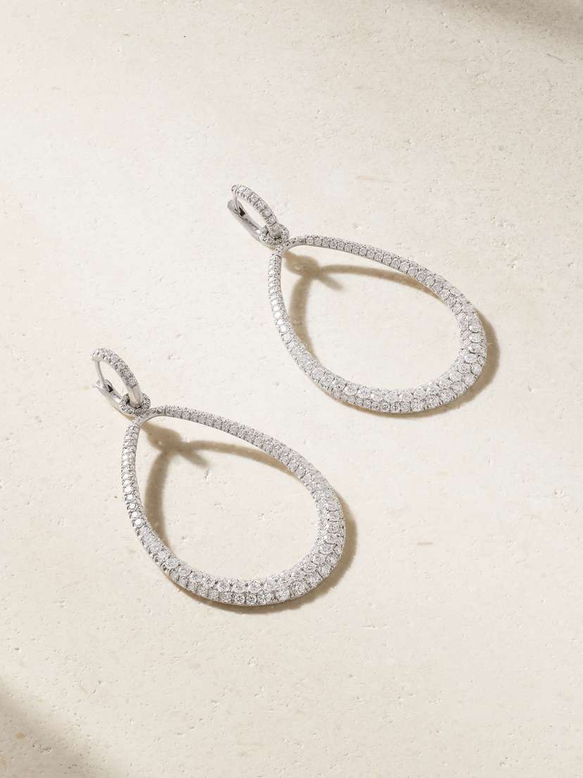 Irene Neuwirth Swing 18-karat White Gold Diamond Hoop Earrings