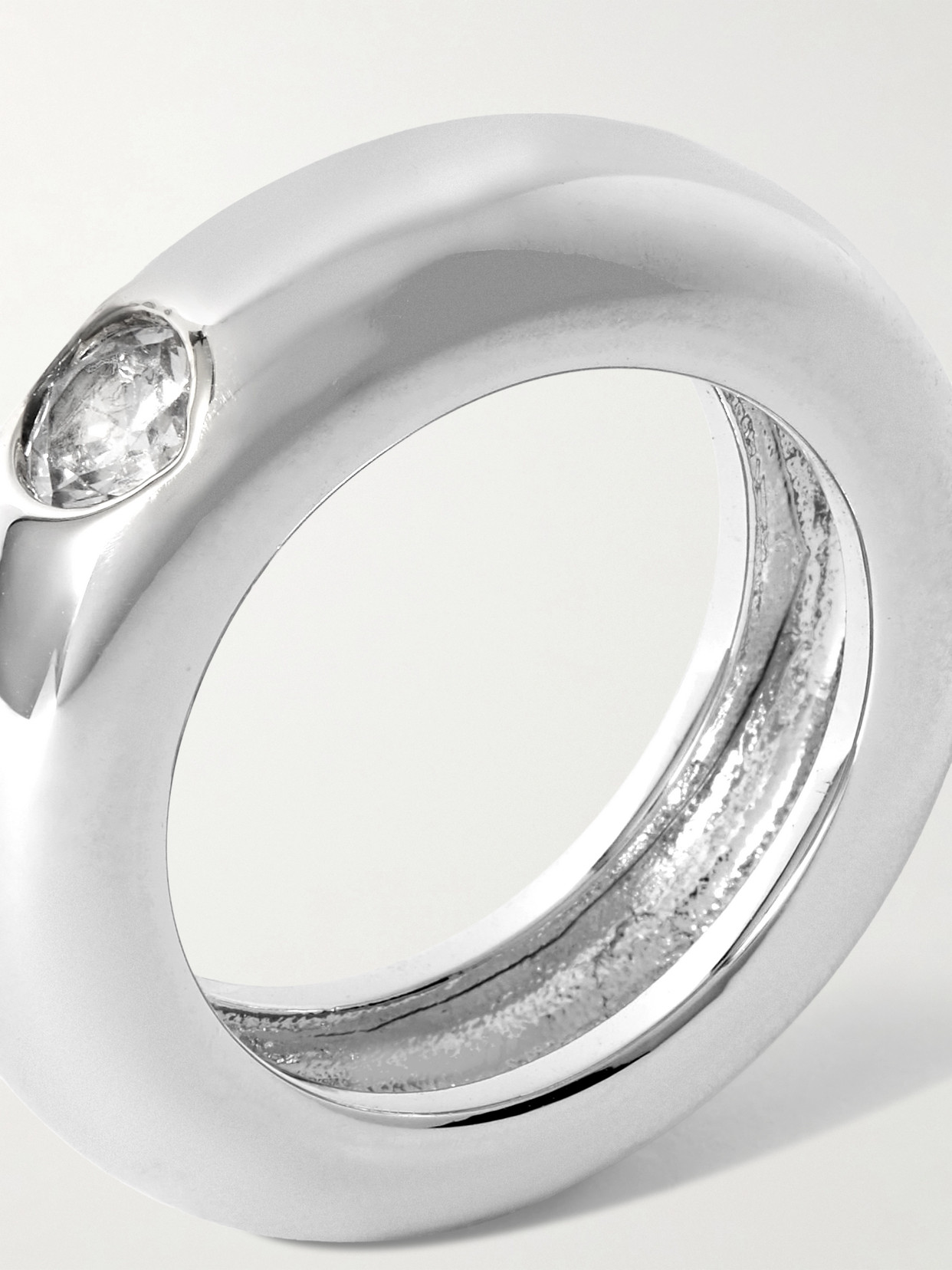 Martha Calvo Rhodium-plated Crystal Ring In Silver