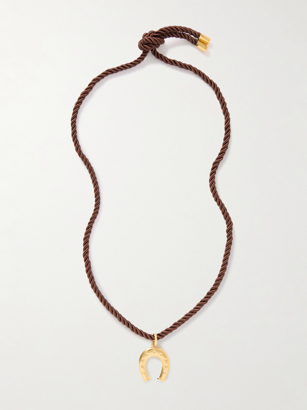 Martha Calvo Wish Me Luck Gold-plated Cord Necklace In Brown