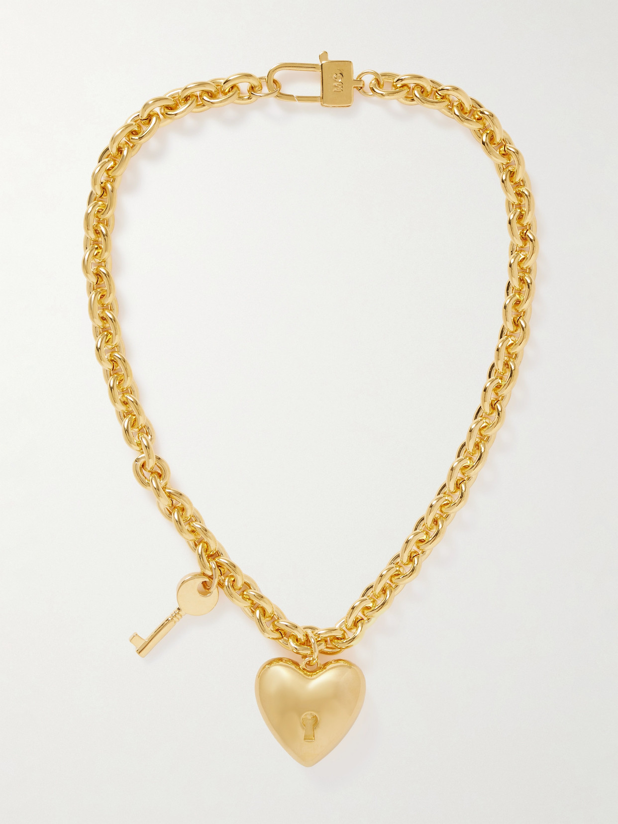 Martha Calvo Heart And Lock Gold-plated Necklace In Gold